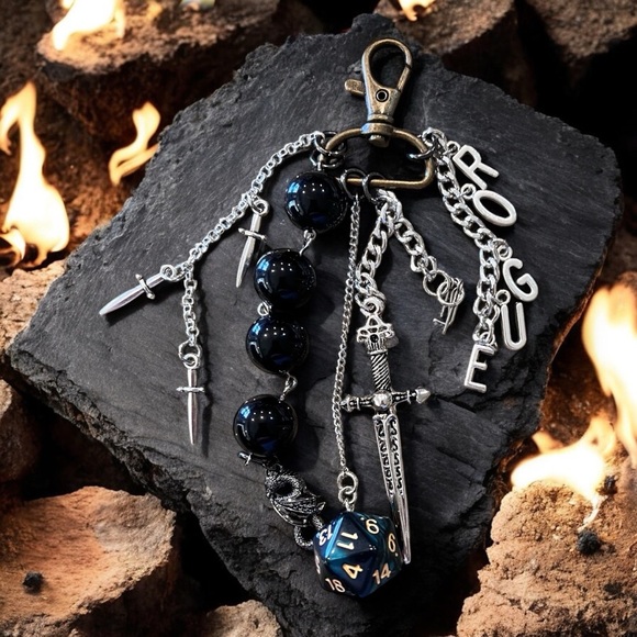 Other - Rogue DND Fantasy Gamer Keychain/bag charm with Charms Unique DND Player Gift